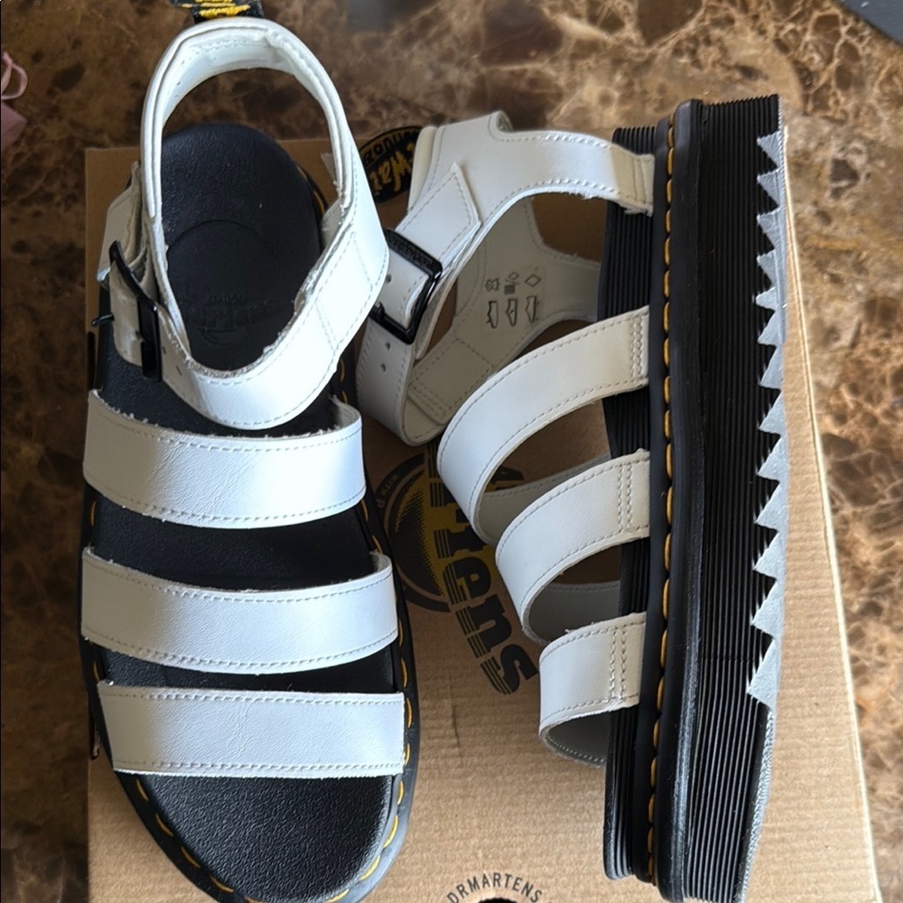 Dr. Martens White and Black Platform Sandals - Picture 8 of 10